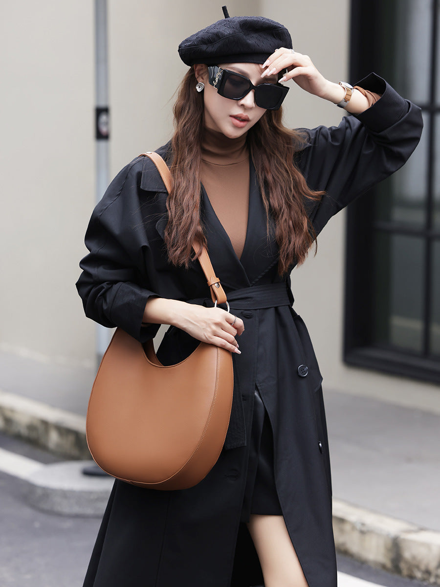 Women's Design Selenodont Semicircle Underarm Genuine Leather Women's Handbag