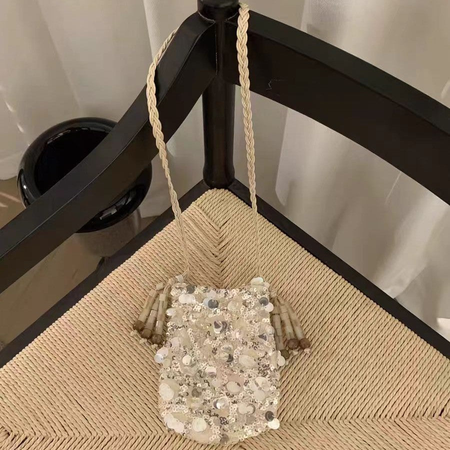 Beads Hand-woven Satin Beaded Change Mobile Bags