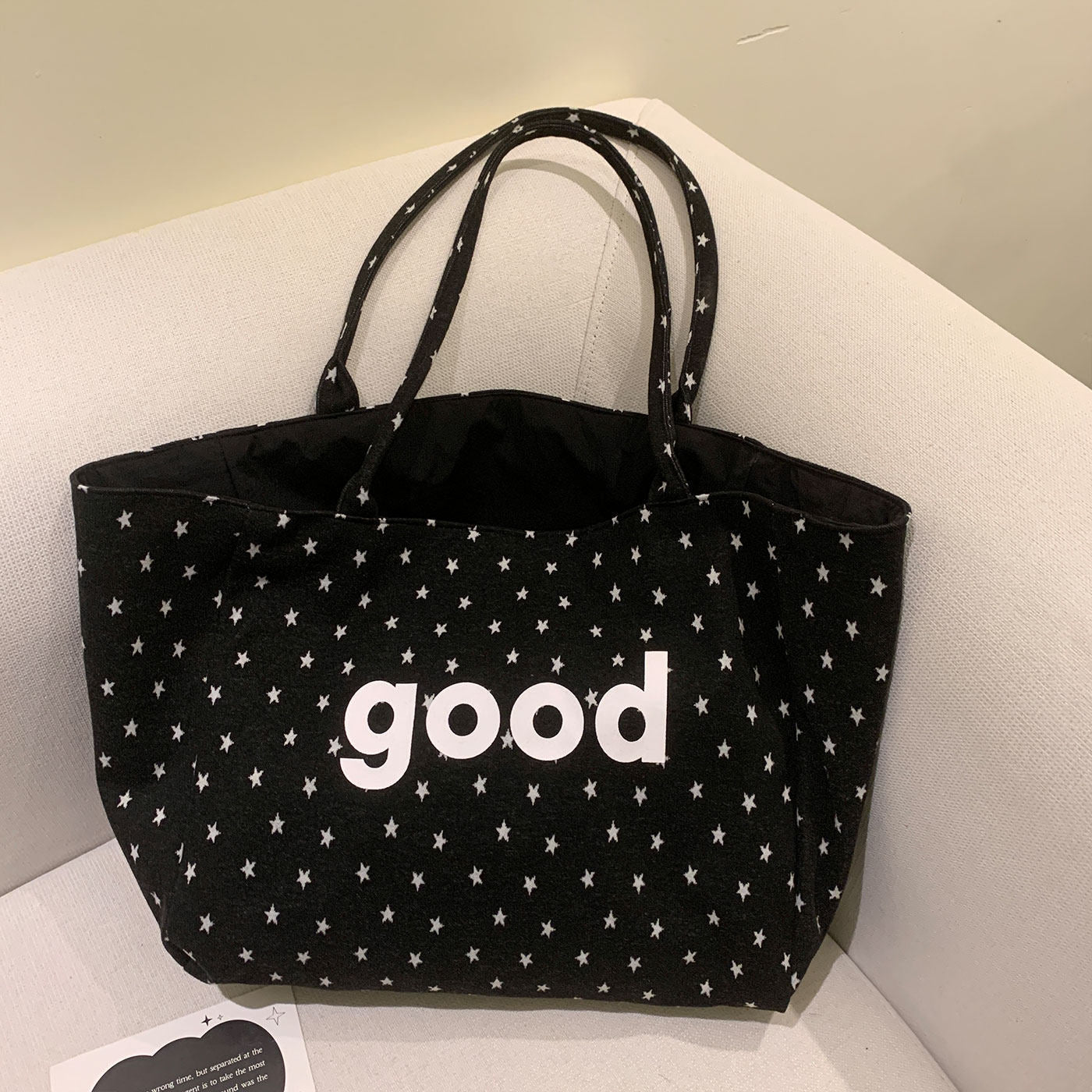 Women's Style Star Letters Canvas Daily Commute Large Women's Shoulder Bag