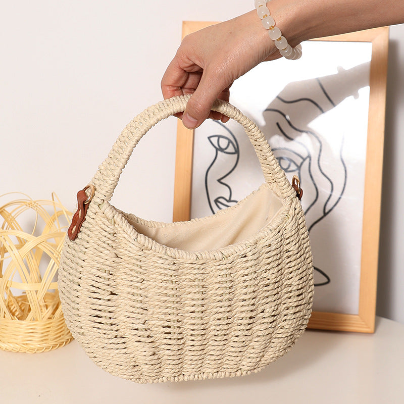 Women's Flower Basket Straw Cute Hand Carrying Three-dimensional Woven Women's Shoulder Bag