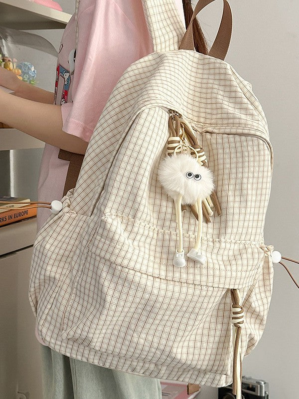 Good-looking Mori Style Fresh Plaid Heart Korean Party Backpacks