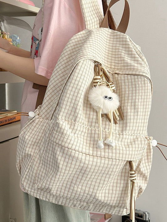 Good-looking Mori Style Fresh Plaid Heart Korean Party Backpacks