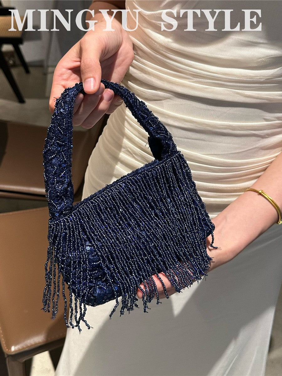 Chinese Style Handmade Beaded Retro Tassel Ancient Niche Cheongsam Women's Messenger Bag