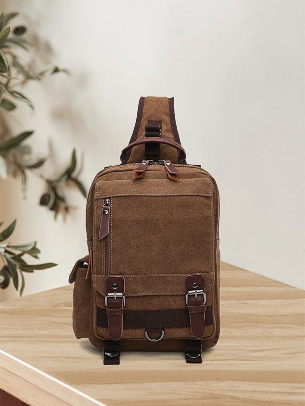 Leather Canvas Spring City Simple Offload Men's Chest Bag
