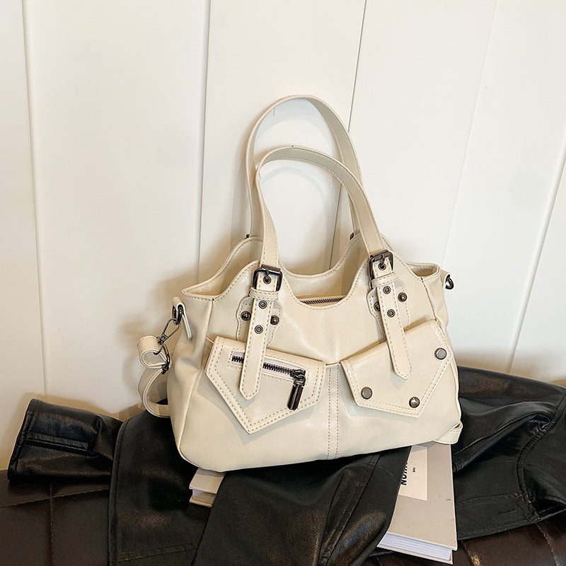 Women's Retro Large Capacity Stitching Simple Rivet Tote Bag