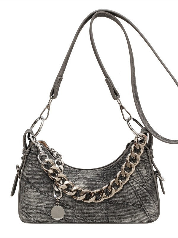 Women's Denim Trendy Simple Underarm Chain Handbags