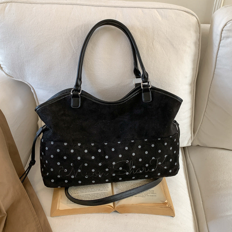 Women's Style Retro Contrast Color Winter Large Capacity Relaxed Feeling Good-looking Women's Shoulder Bag