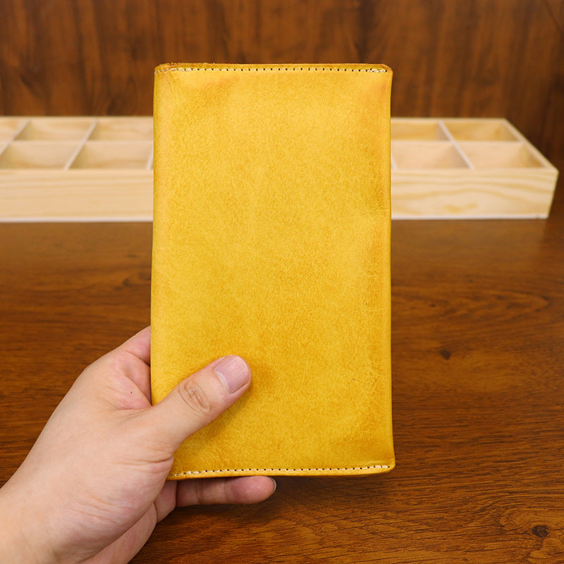 Men's Hand-rub Color Distressed Leather Passport Wrapper Document Business Fashion Men's Wallet