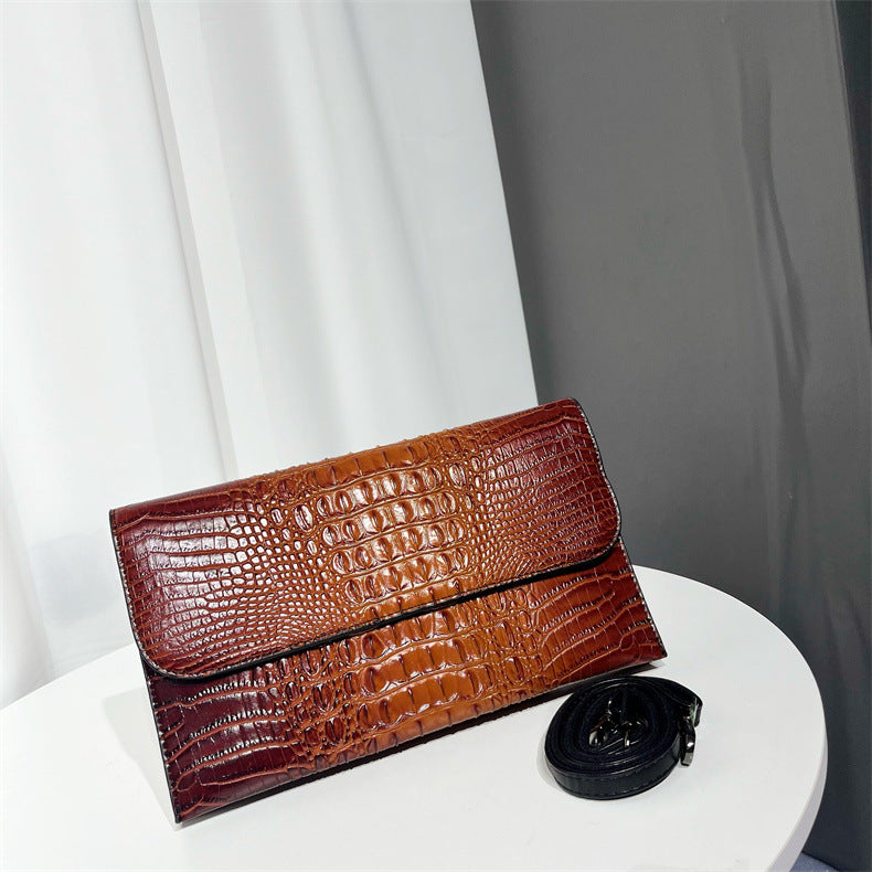 Women's Vintage Crocodile Pattern Patent Versatile High Quality Women's Clutch