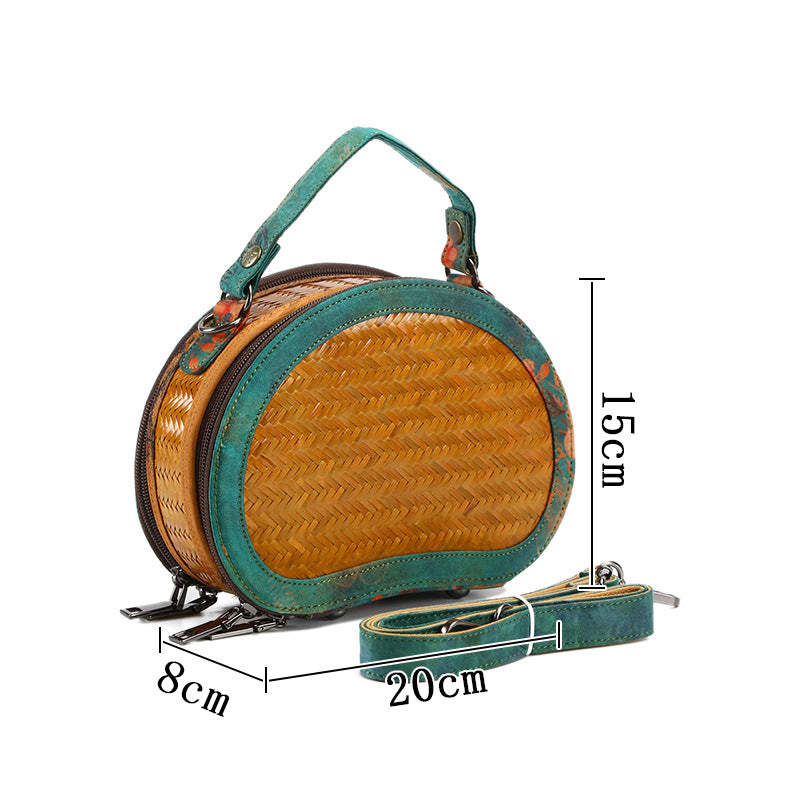 Chinese Style Yarn Fabric Bamboo Woven Cheongsam Match Ladies Bags
