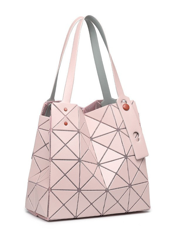 Women's Diamond Geometric Splicing Female Color Nail Folding Portable Women's Shoulder Bag