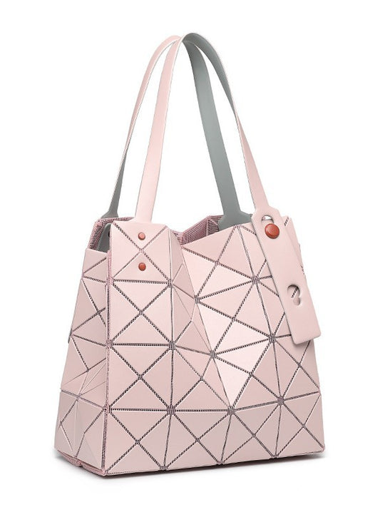 Women's Diamond Geometric Splicing Female Color Nail Folding Portable Women's Shoulder Bag