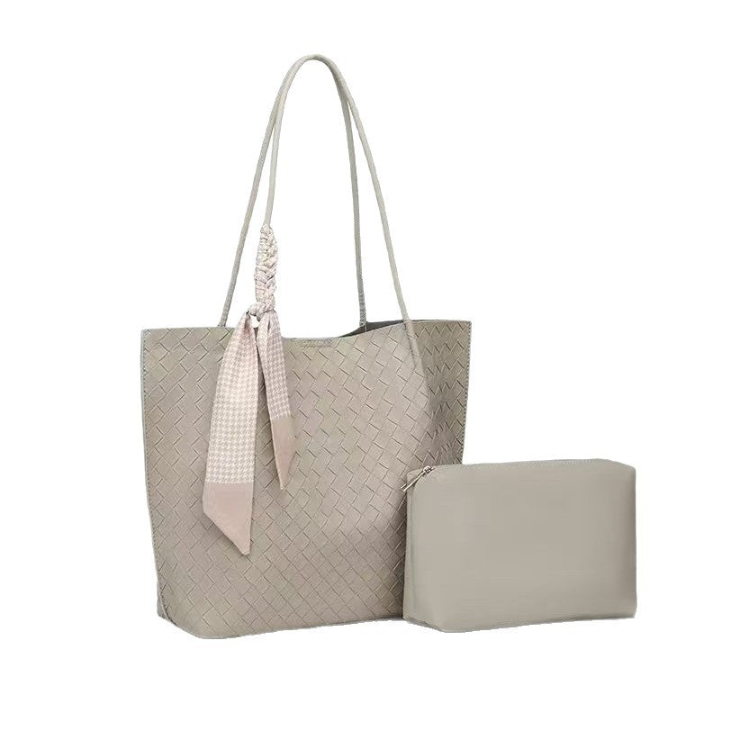 Women's High-grade Large Capacity Woven Genuine Leather Tote Bag