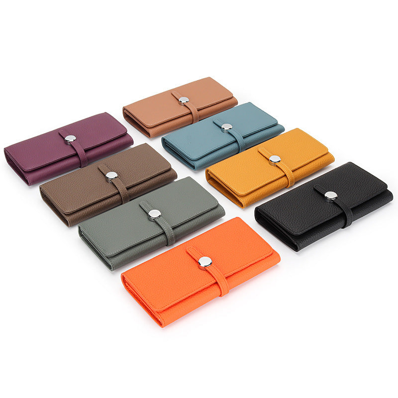 Women's Genuine Leather Folding Large Capacity Soft Cowhide Ladies Wallet