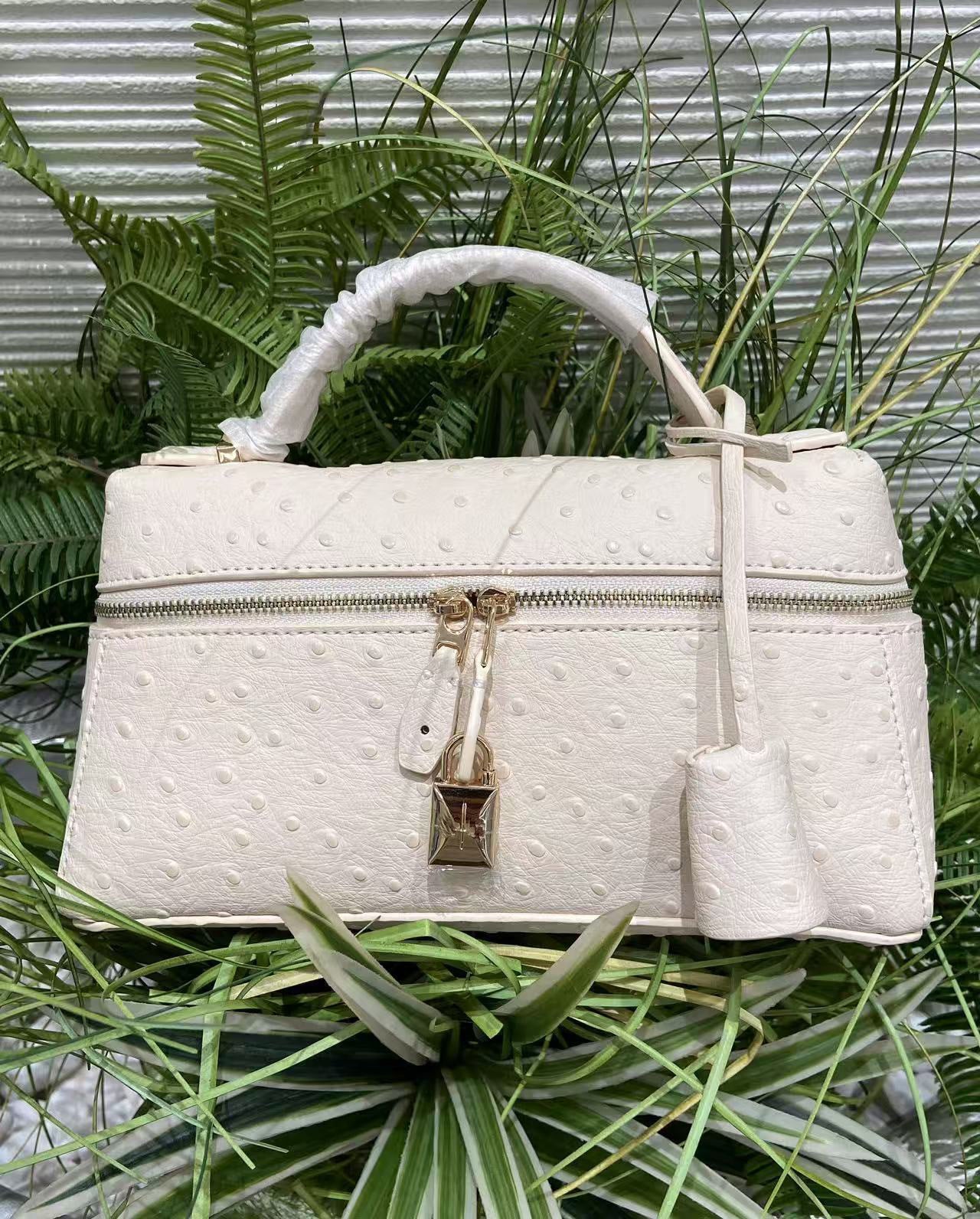Women's Ostrich Grain Lunch Box Fashion Portable Women's Shoulder Bag