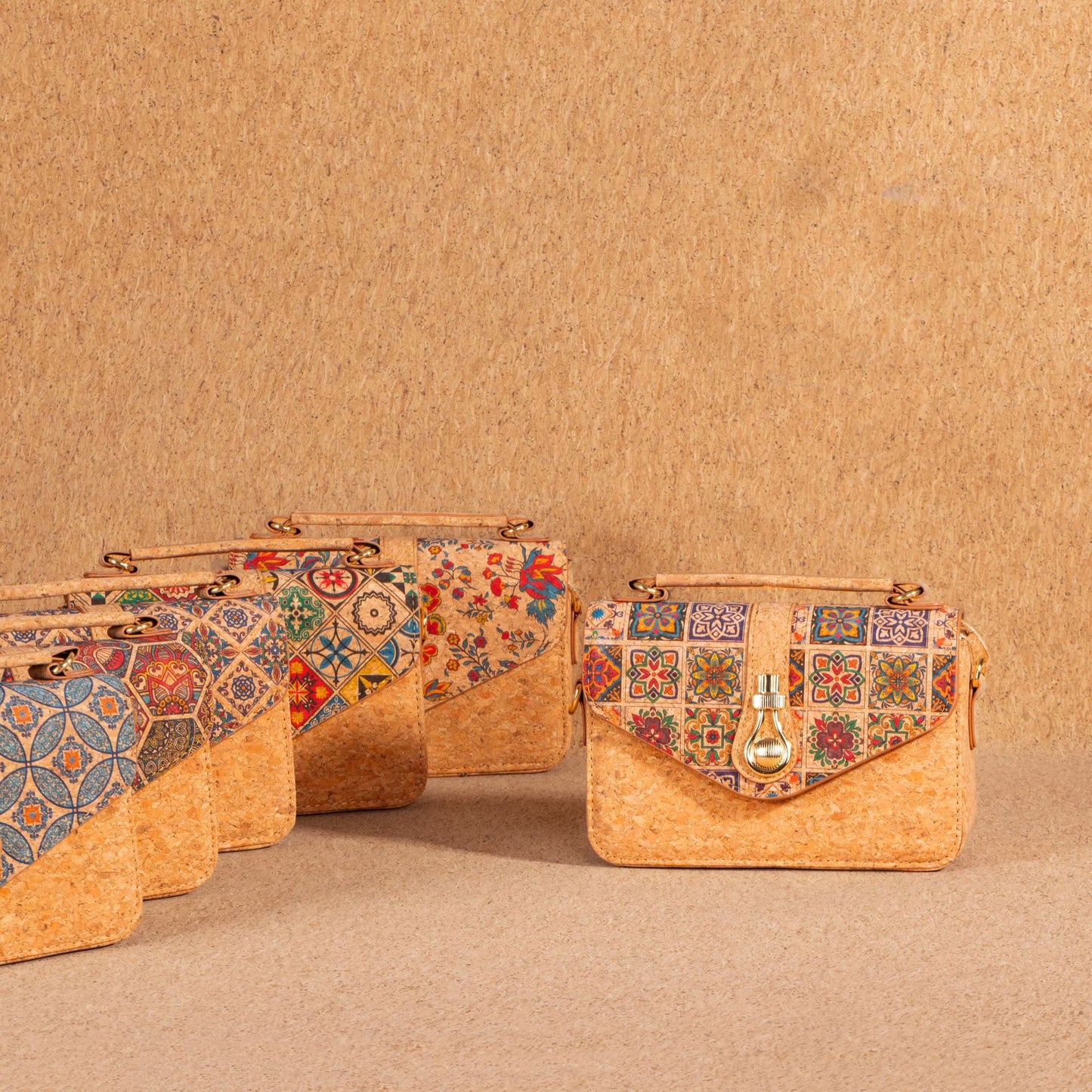 Women's Style Cork Tree Leather Wooden Inside Outside Women's Shoulder Bag