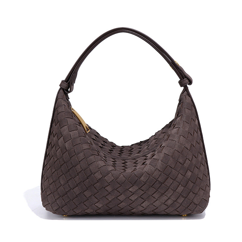 Women's Frosted Suede Woven Lunch Box Retro Underarm Women's Handbag