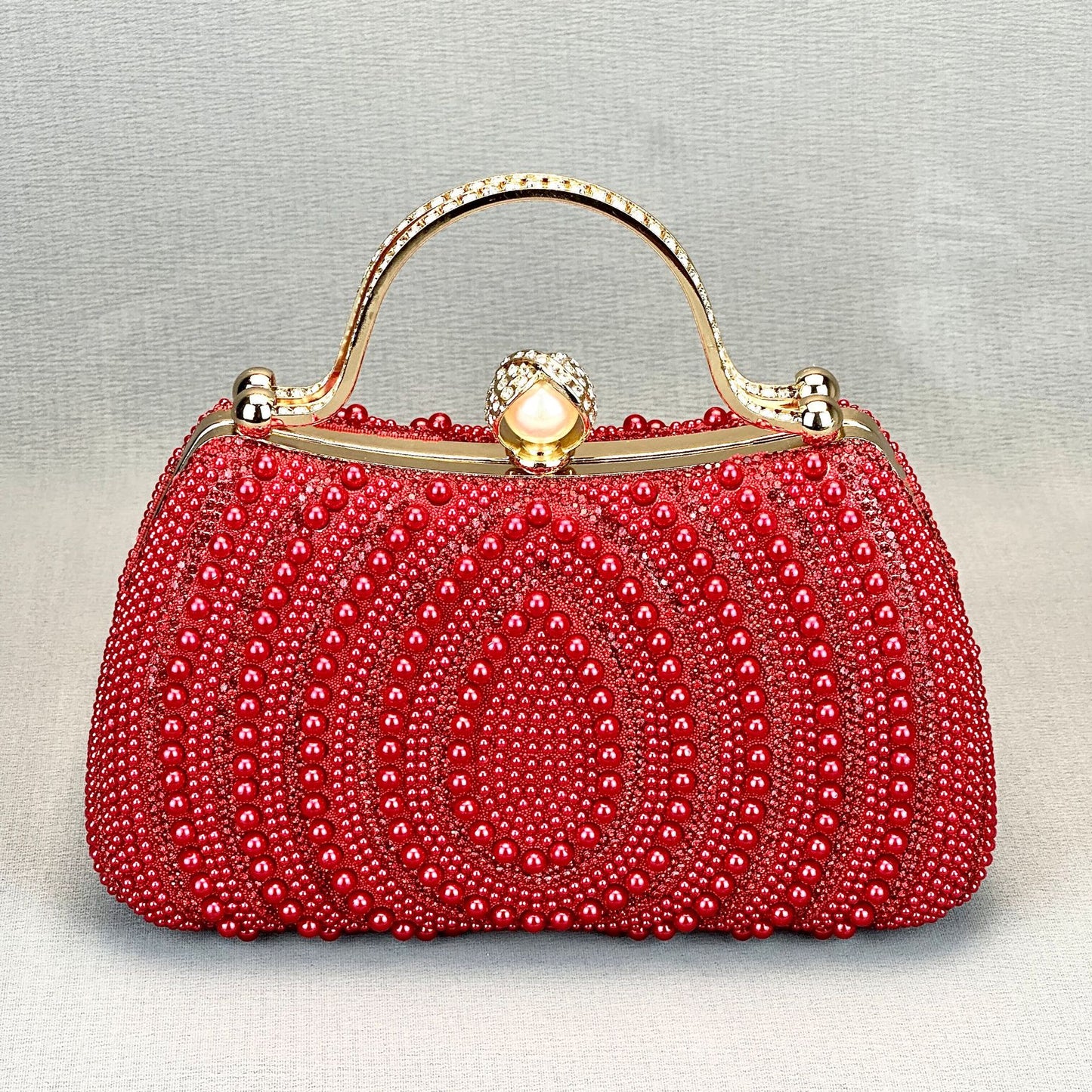 Women's Stylish Water Drop Pearl Hand Rhinestone One Party Dinner Bag