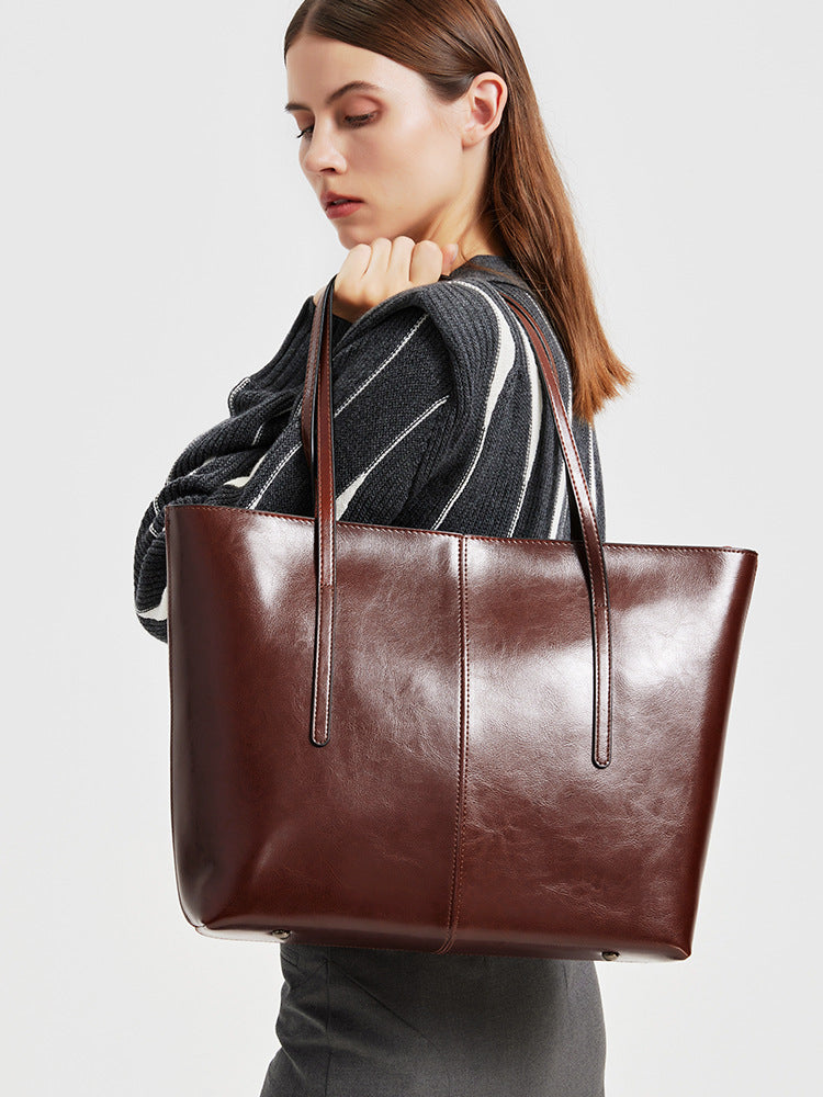 Women's Vintage Cowhide Big Large Capacity Leather Tote Bags