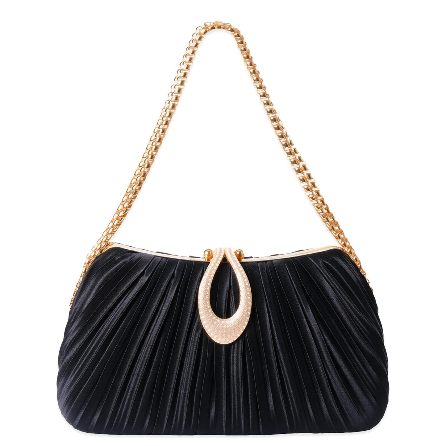Women's Satin Pleated Bracelet Dress Cheongsam Banquet Dinner Bag