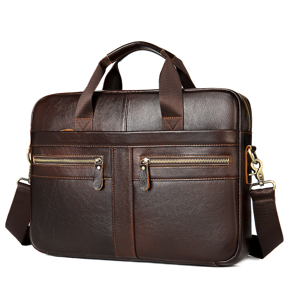 Men's Leather Business First Layer Cowhide Portable Men's Briefcase