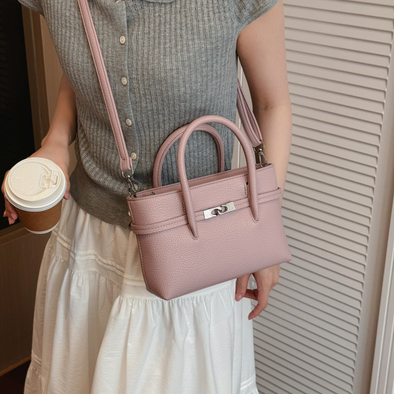 Korean Simple Retro Lychee Pattern Portable Female Spring Design Bags
