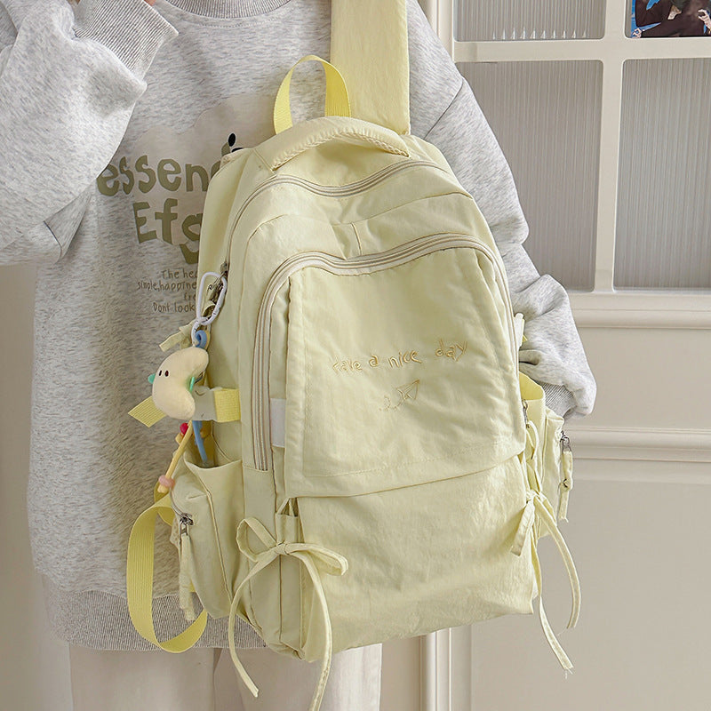 Women's Large Capacity Solid Color Simple Junior College Student Schoolbag