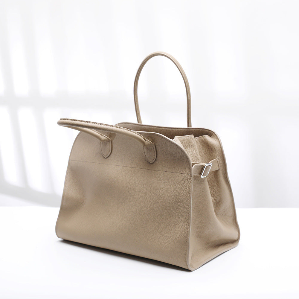 First Layer Cowhide Real Lychee Pattern Women's Handbag