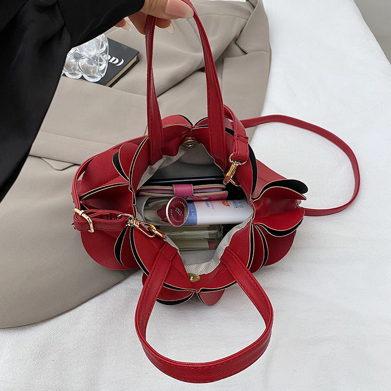 Women's Fancy Design Cute Flowers Dinner Shape Pleated Bags