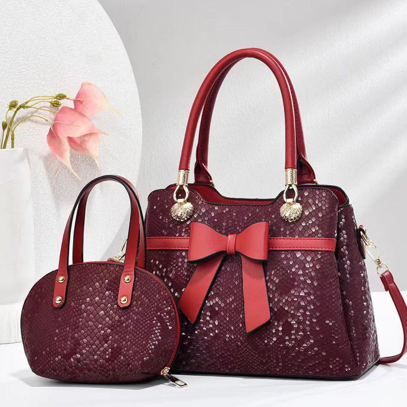 Women's Bow Female Snake Pattern Texture Women's Handbag