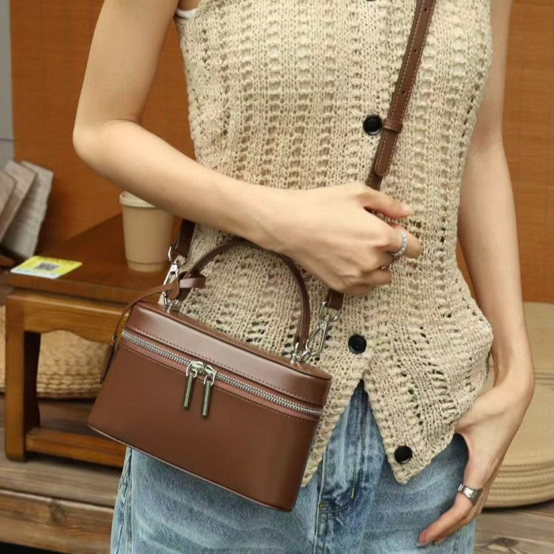 Women's Simple Lunch Box Genuine Leather Western Bags