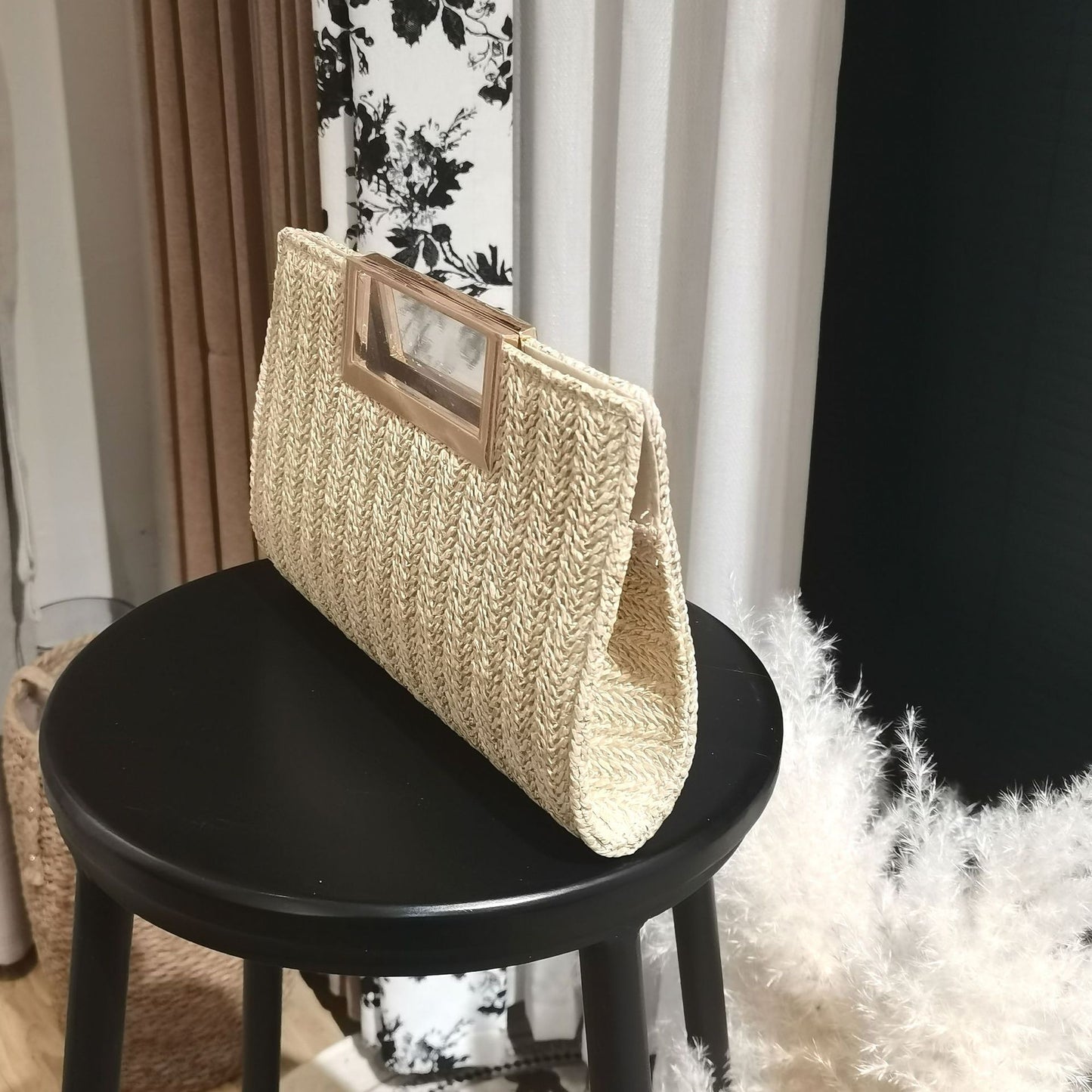 Women's Summer Straw Woven Simple Fashion Hardware Buckle