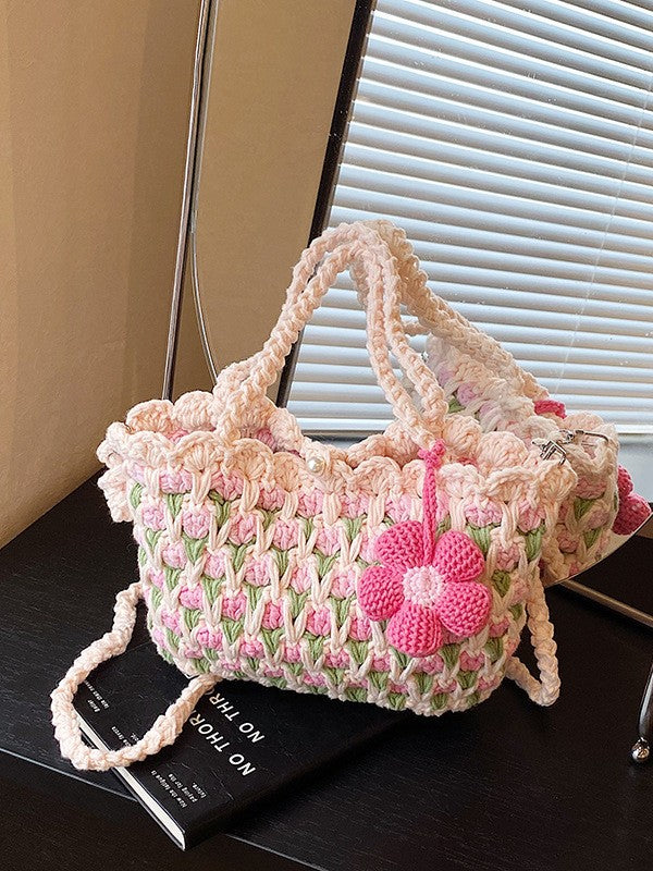 Fresh Tulip Mobile Wool Crocheted Gentle Sunflower Phone Bags