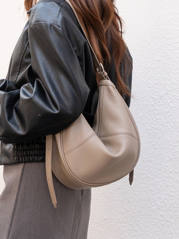 Women's First Layer Cowhide Dumpling Design High Sense Bags