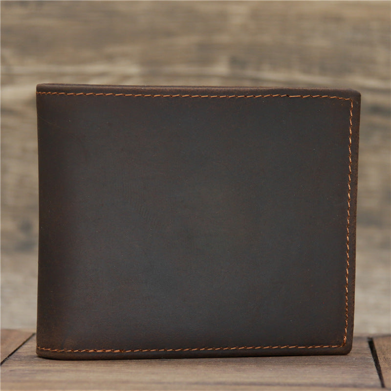 Men's Leather Crazy Horse Cowhide Vintage Dark Purses