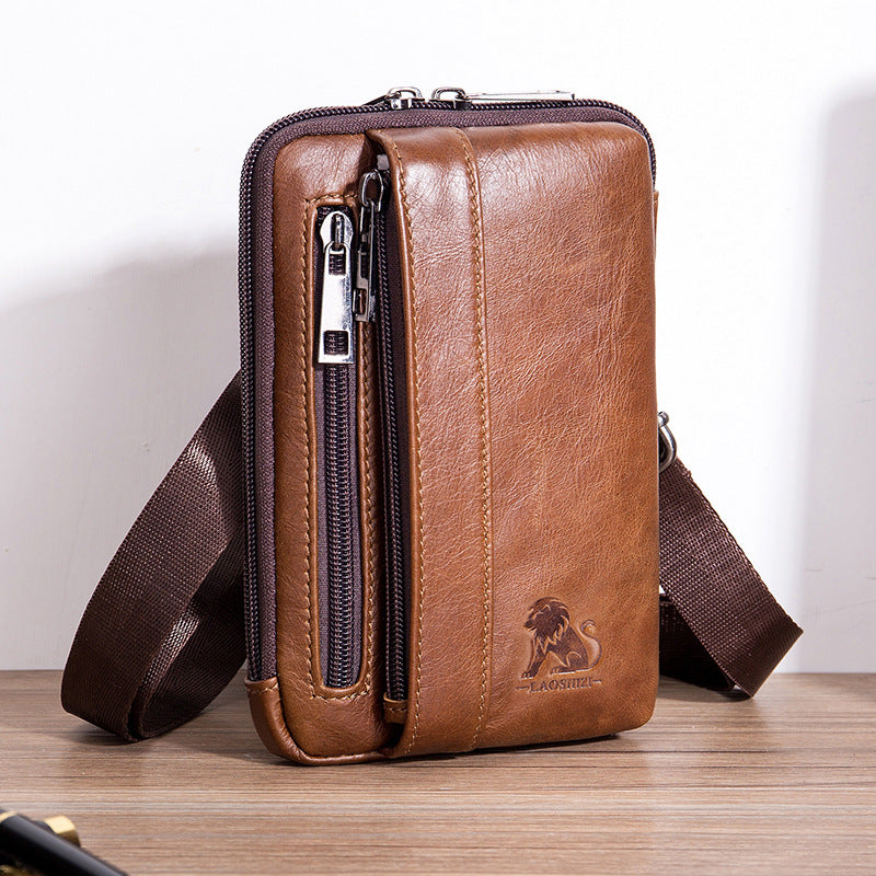 Men's Leather Horizontal Vertical Hook Construction Site Bags