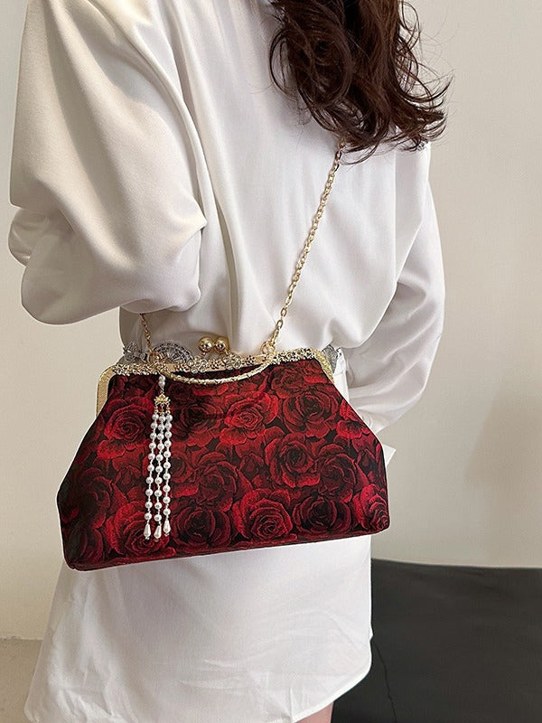 Women's Button Shell Leisure Chain Embroidered Flower Bags