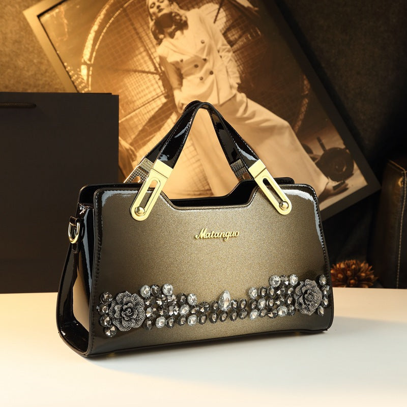 Women's Embroidered Diamond Genuine Leather Mother Fashionable Women's Handbag
