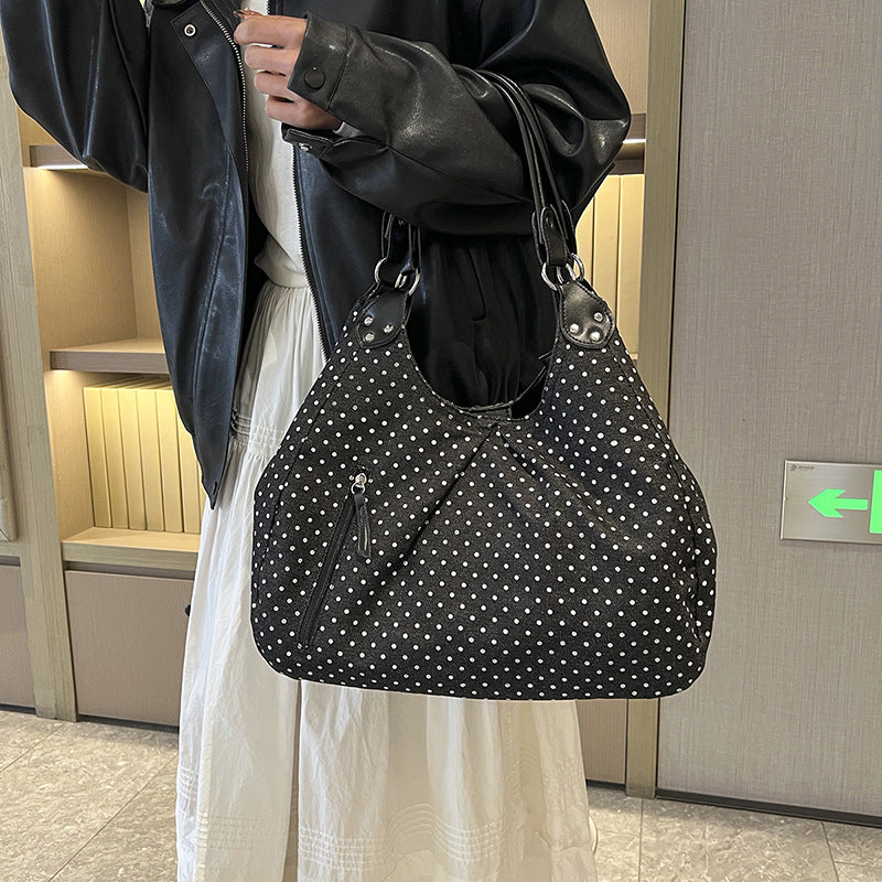 Women's Korean Style Polka Dot Fashion Retro Underarm Versatile Large Capacity Women's Shoulder Bag
