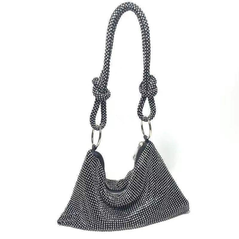 Knotted Rhinestone Handmade Full Diamond Underarm Dinner Bag