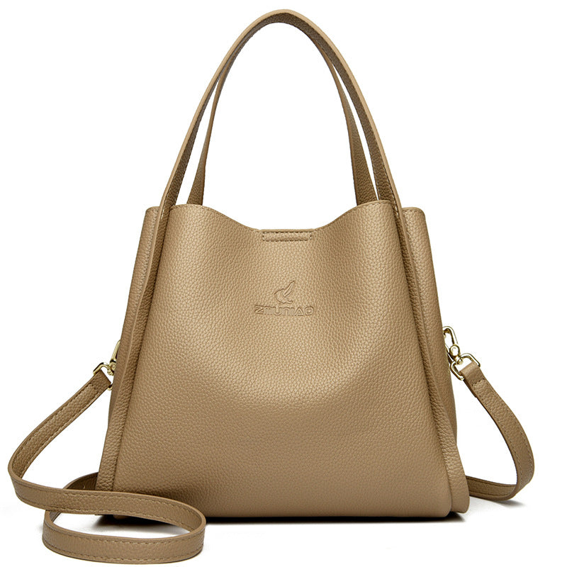 Women's Soft Leather Vegetable Basket High-grade Elegant Women's Shoulder Bag