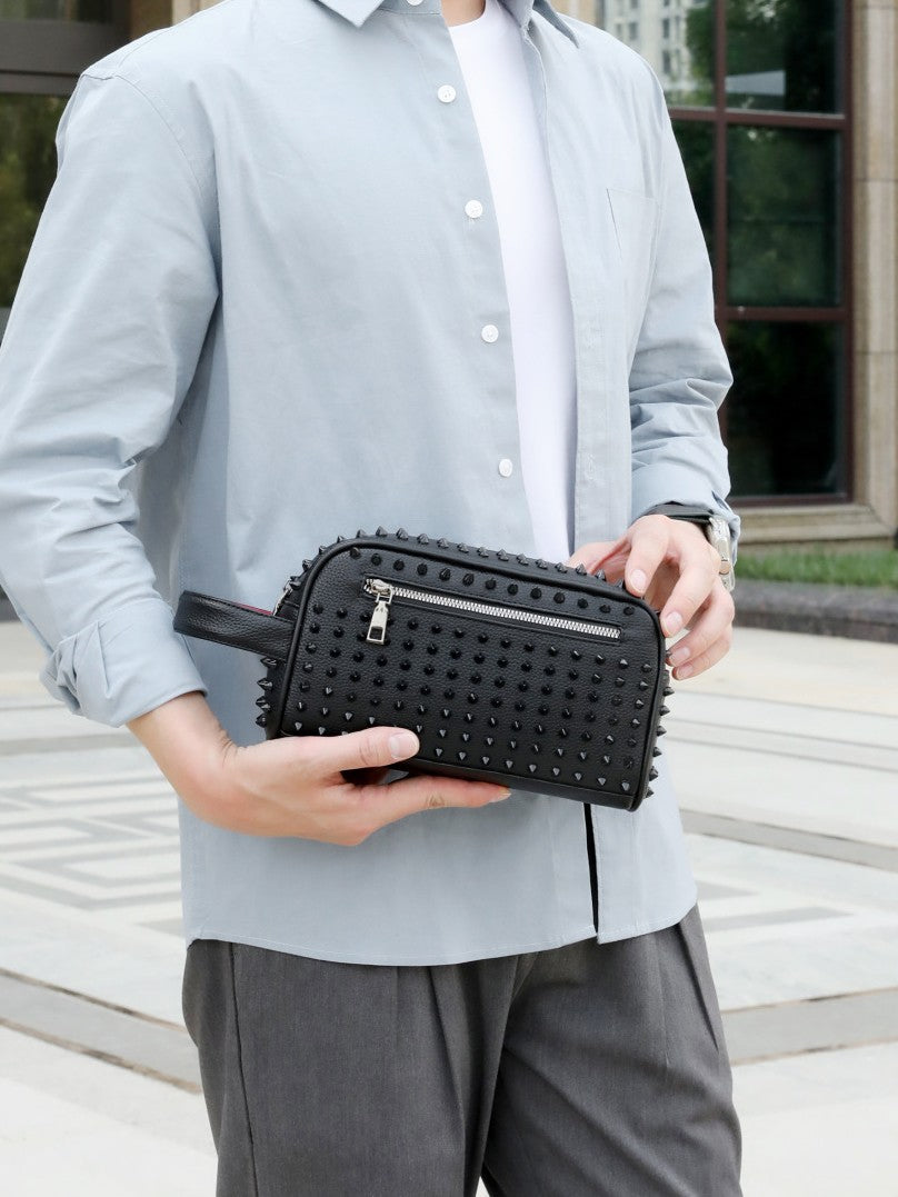 Men's Fashion Locomotive Style Rivet High-grade Out Wash Men's Clutch