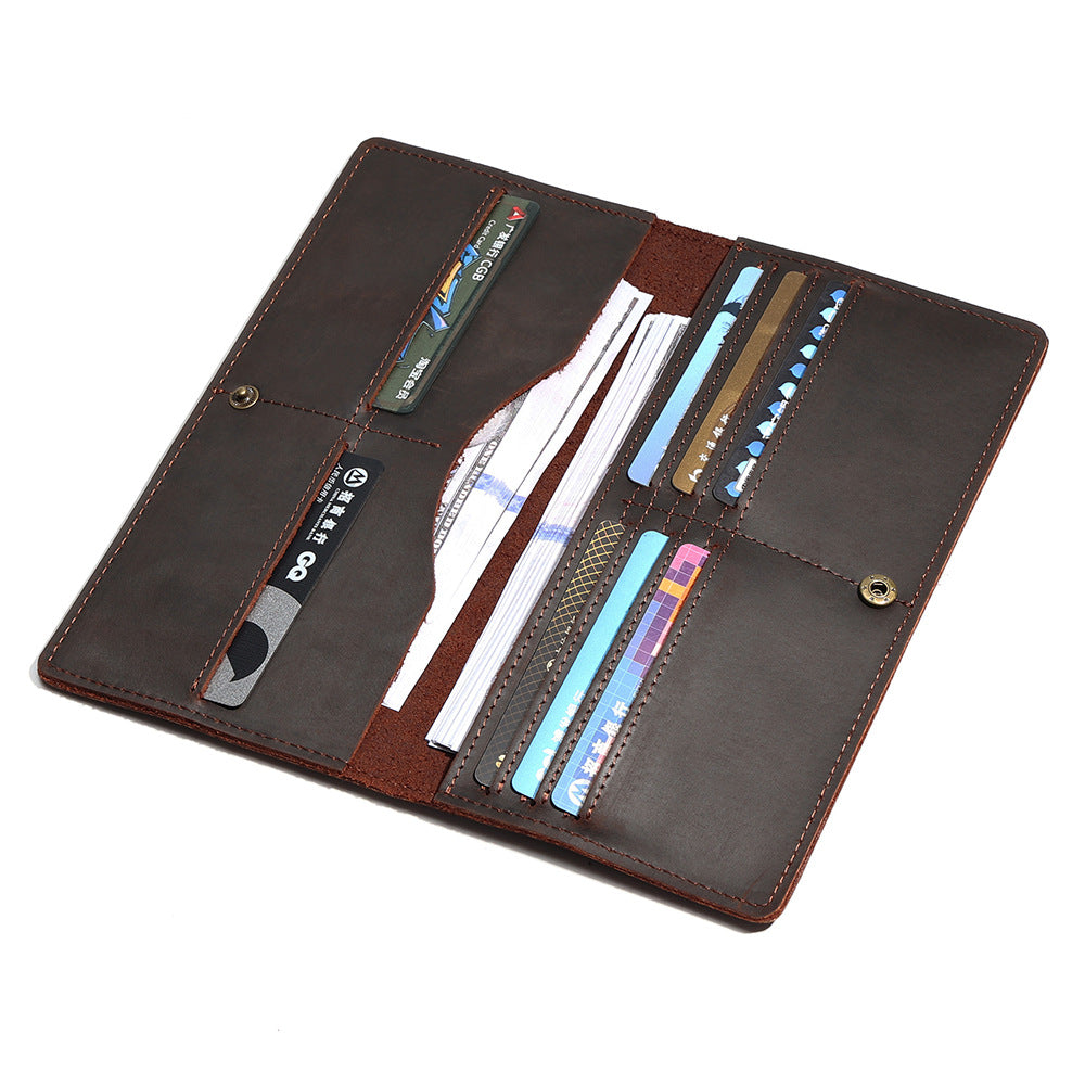 Men's Leather For Man High-grade Long Simple Vertical Purses