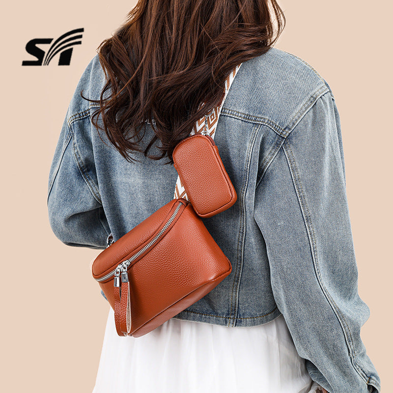 Women's Korean Style Niche Saddle First Layer Cowhide Fashion Bags