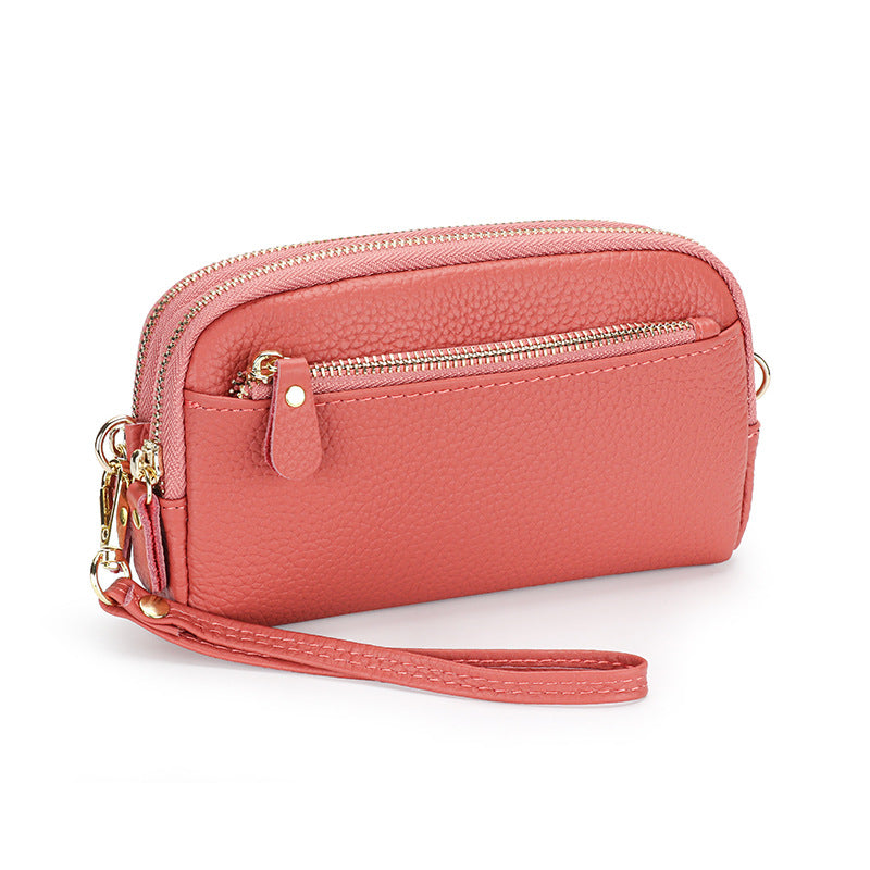 Women's Genuine Leather Chain First Layer Cowhide Large Women's Clutch
