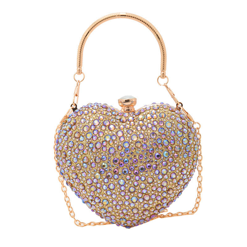 Women's Heart Shape With Diamond Acrylic Dinner Women's Messenger Bag