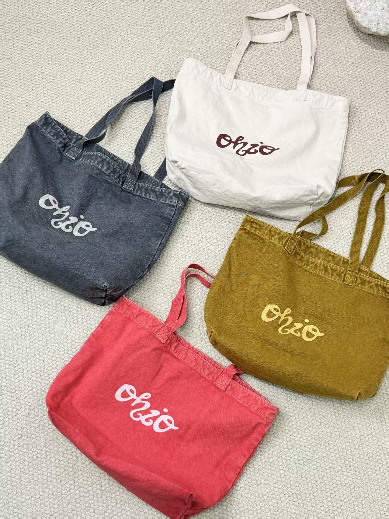 Canvas Washed Letter Embroidery Large Capacity Women's Shoulder Bag