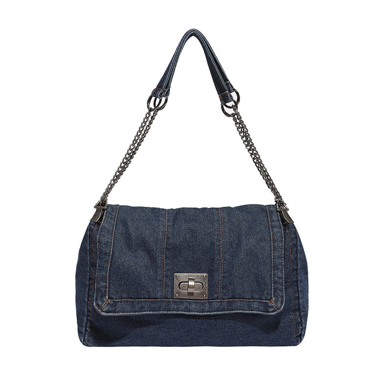 Women's Classic Style Denim Underarm Chain Commuter High Sense Women's Shoulder Bag