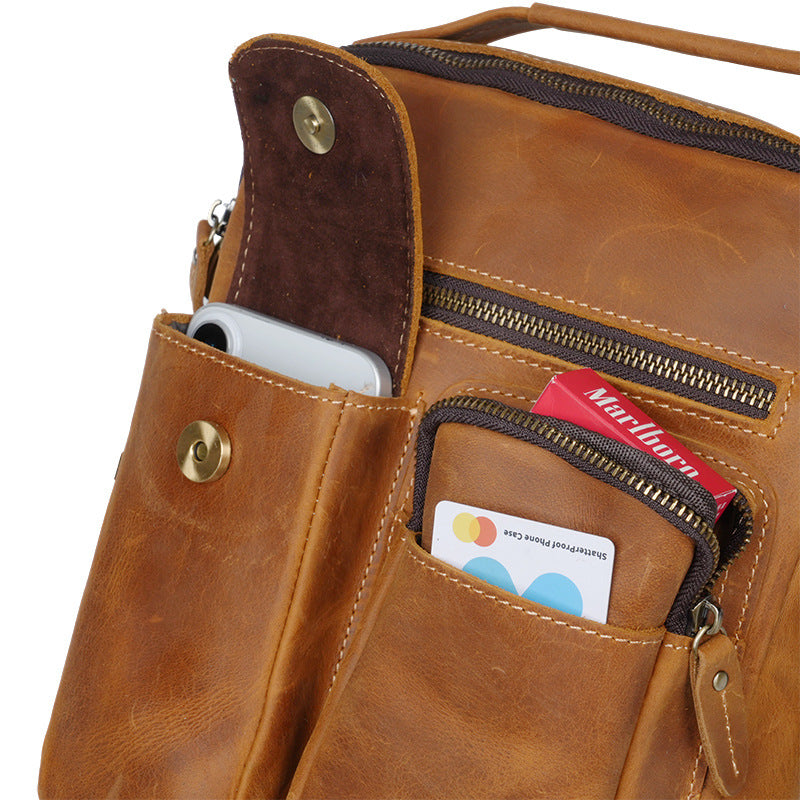 Crazy Horse Leather Simple Genuine Personality Bags