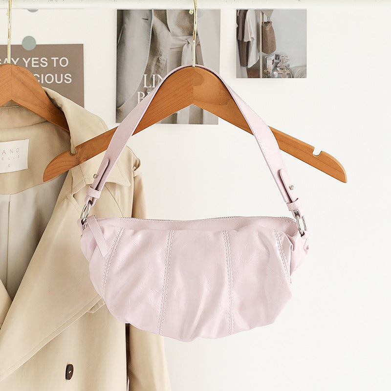 Women's Korean Style Pleated Dumpling Retro Textured Soft Leather Underarm Niche Bags